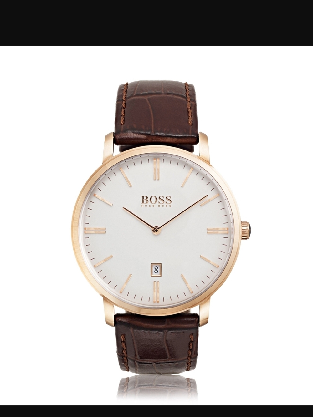 Boss Men’s Rose Gold Case Brown Leather Strap Watch